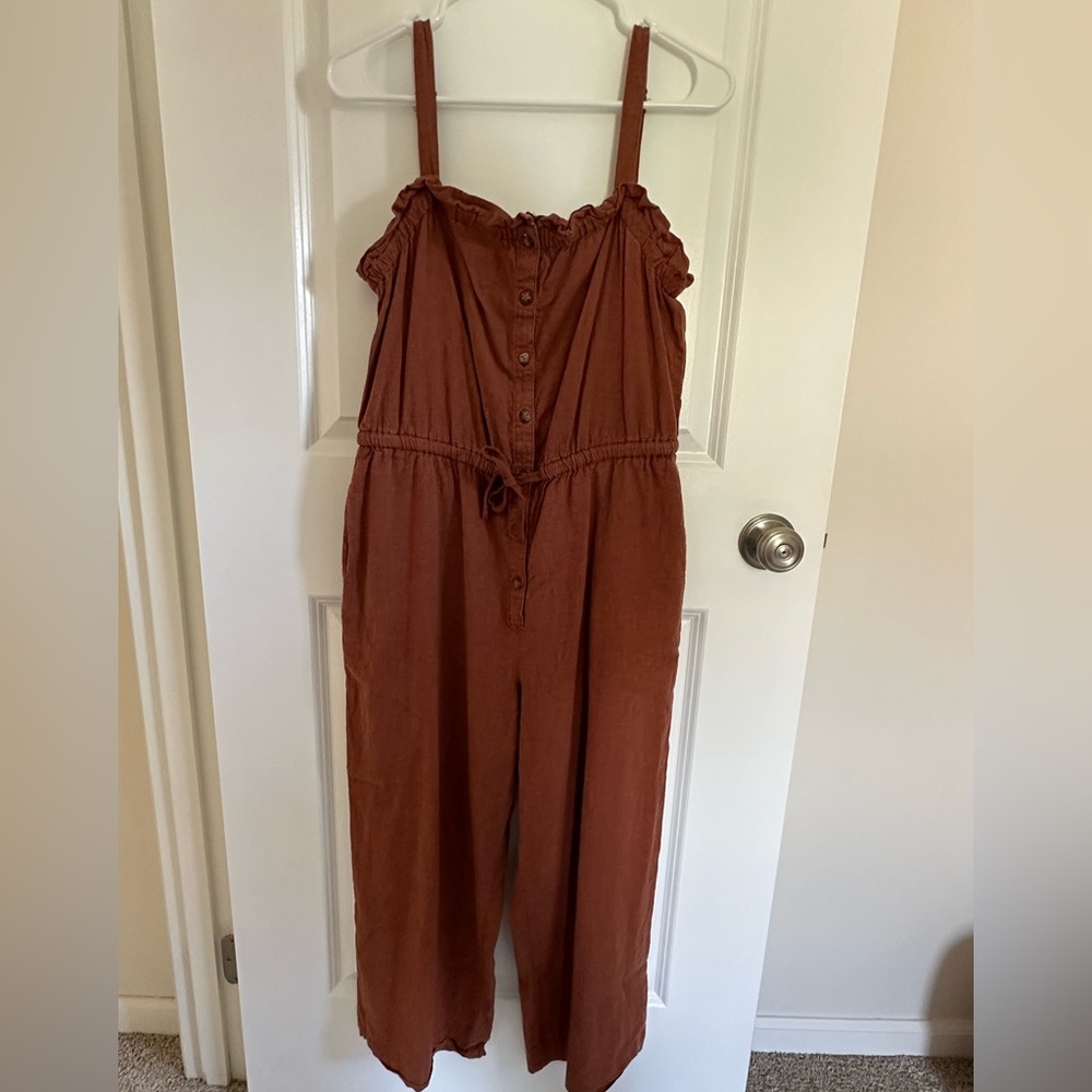 Toad&Co Rust Sleeveless Button-Down Jumpsuit